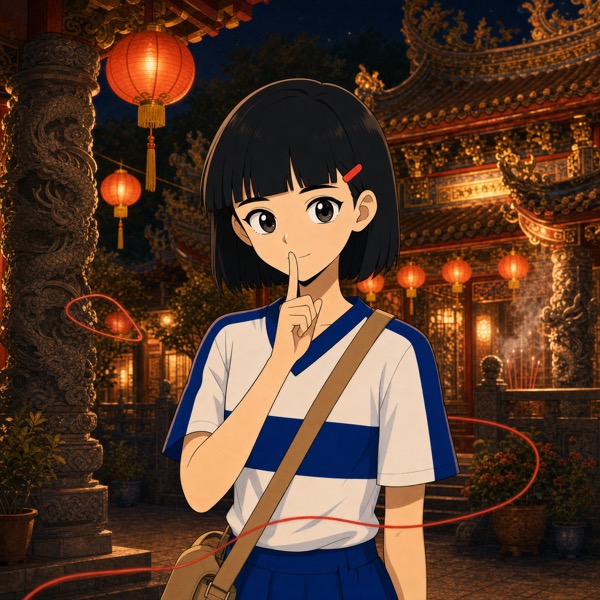 紅線女孩比出噓聲手勢